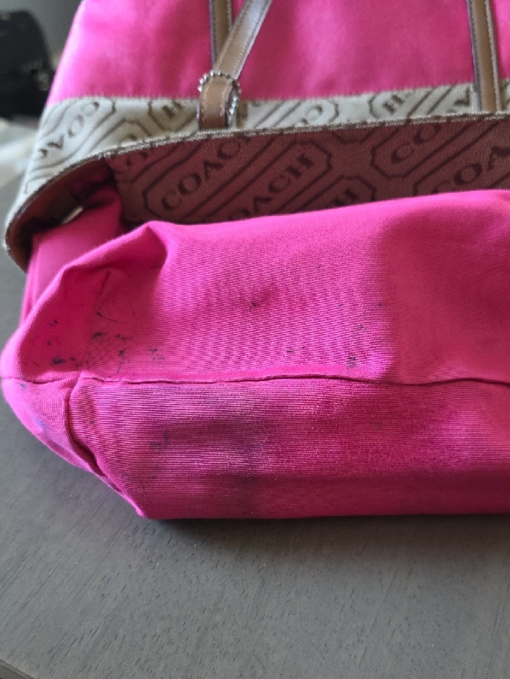 GUC Coach Lozenge Canvas Tote w/ Pink Stripe - Picture 8 of 10